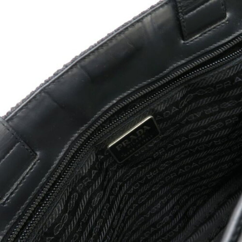 Prada Black Wool Handbag Tote Black - Picture 8 of 8